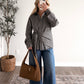 Oxford Grid Scarf Wrap Top / Navy