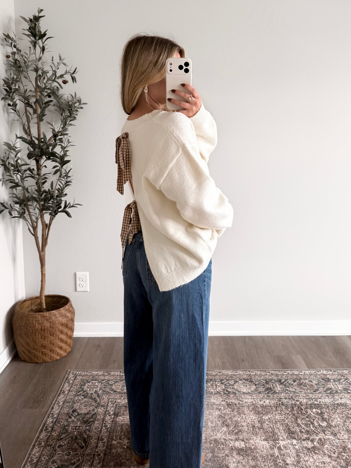Honey Cream Bow Back Sweater