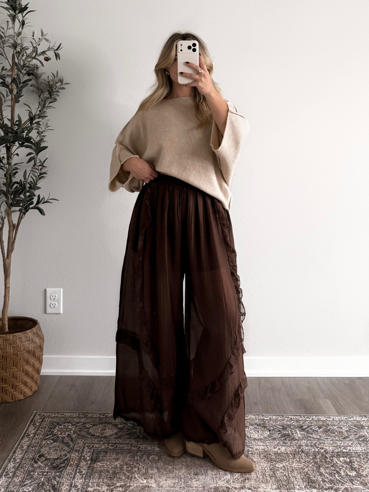 Cocoa Lace Wide Leg Pant
