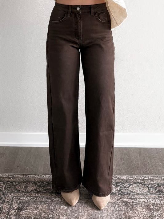 Katie High Rise Barrel Jeans / Brown