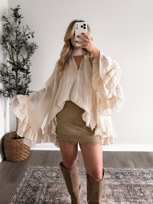 Betty Ruffle Tie Neck Blouse