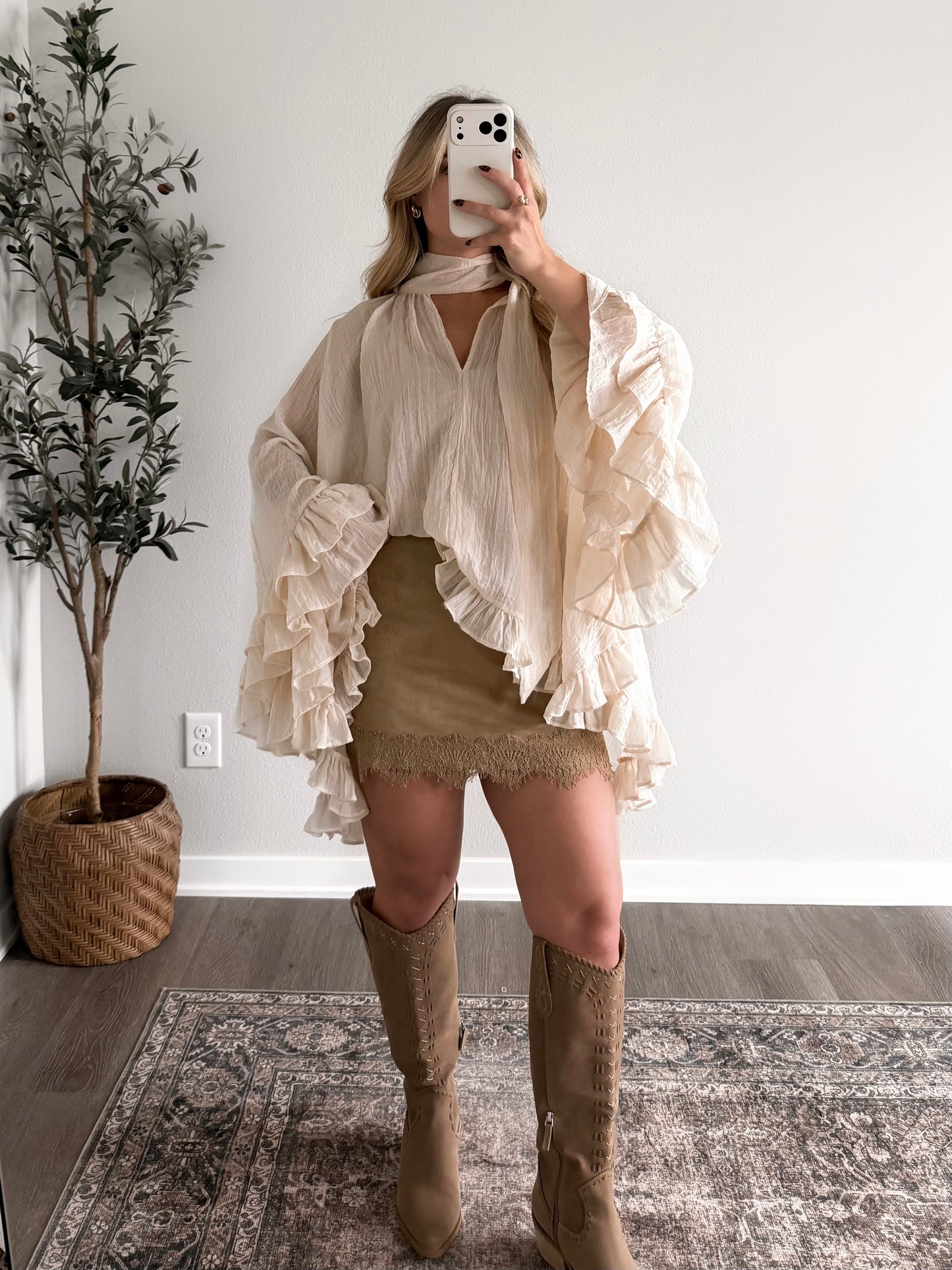 Betty Ruffle Tie Neck Blouse