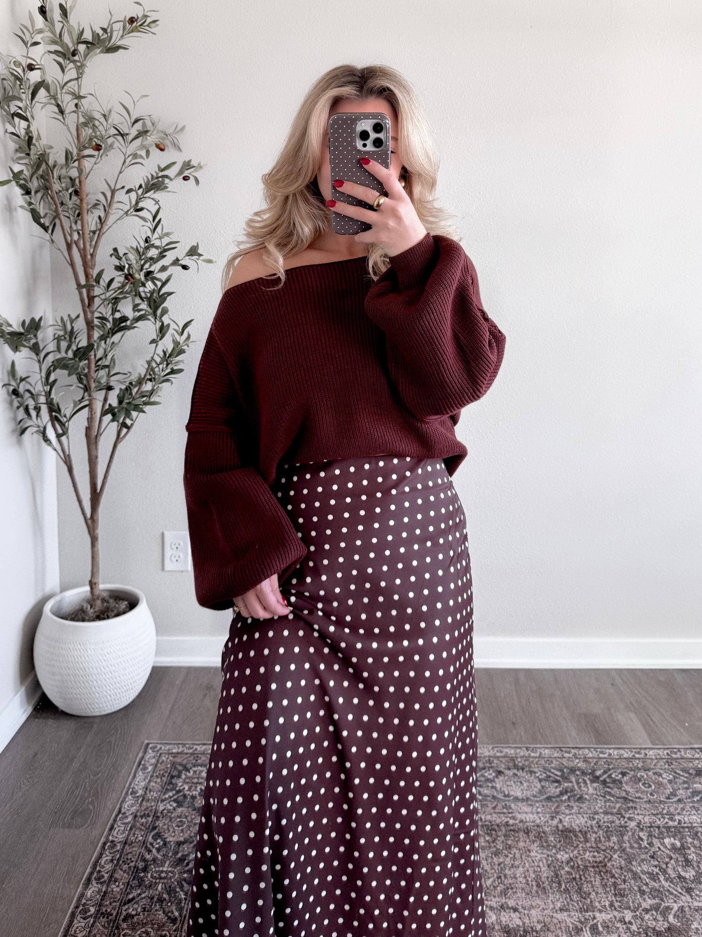 Hazel Boat Neck Oversized Sweater / Brown