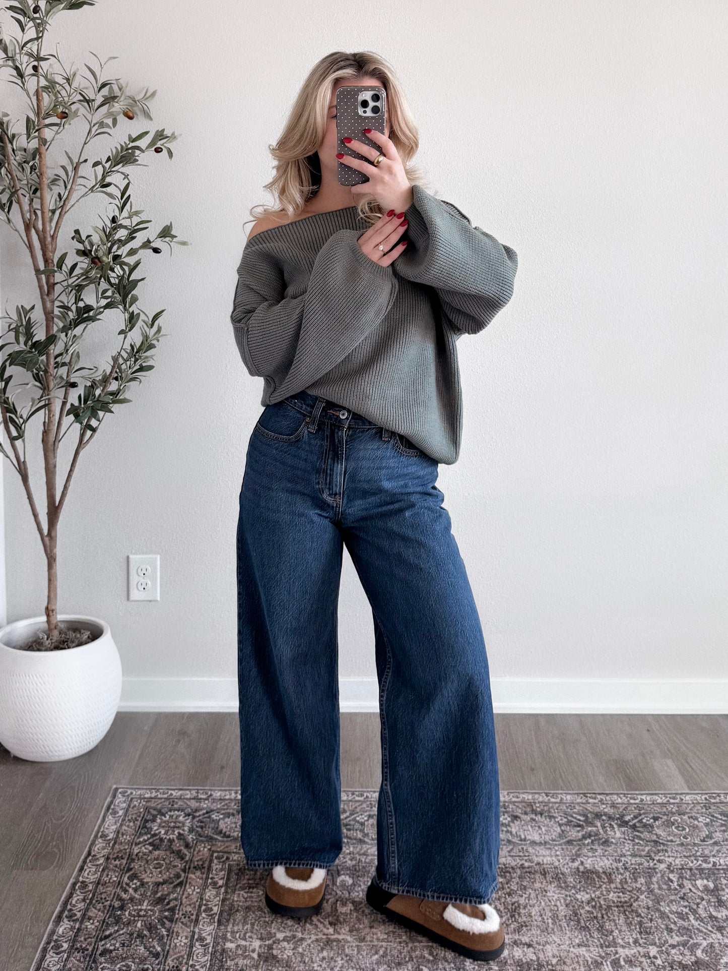 Hazel Boat Neck Oversized Sweater / Basil