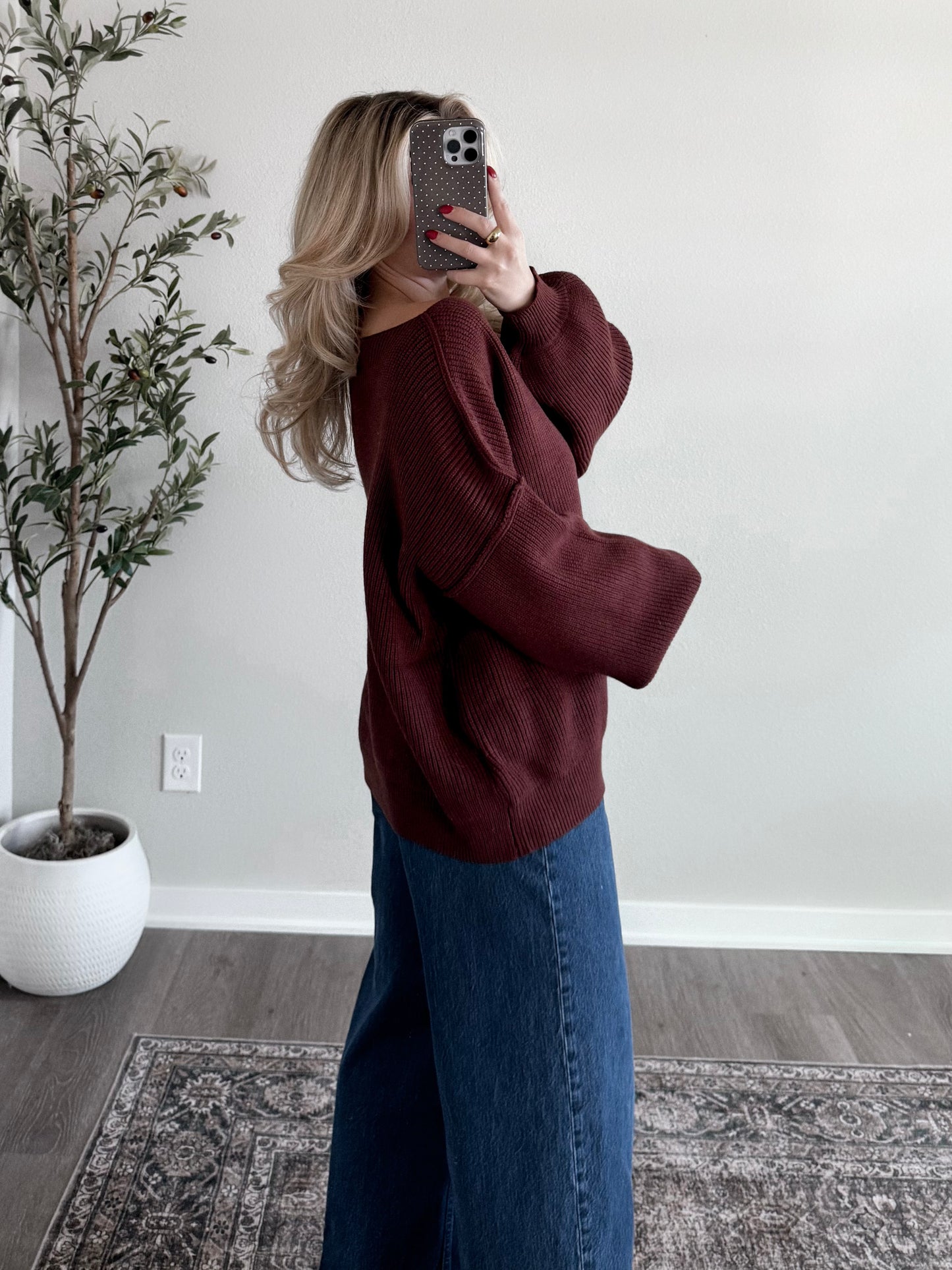 Hazel Boat Neck Oversized Sweater / Brown
