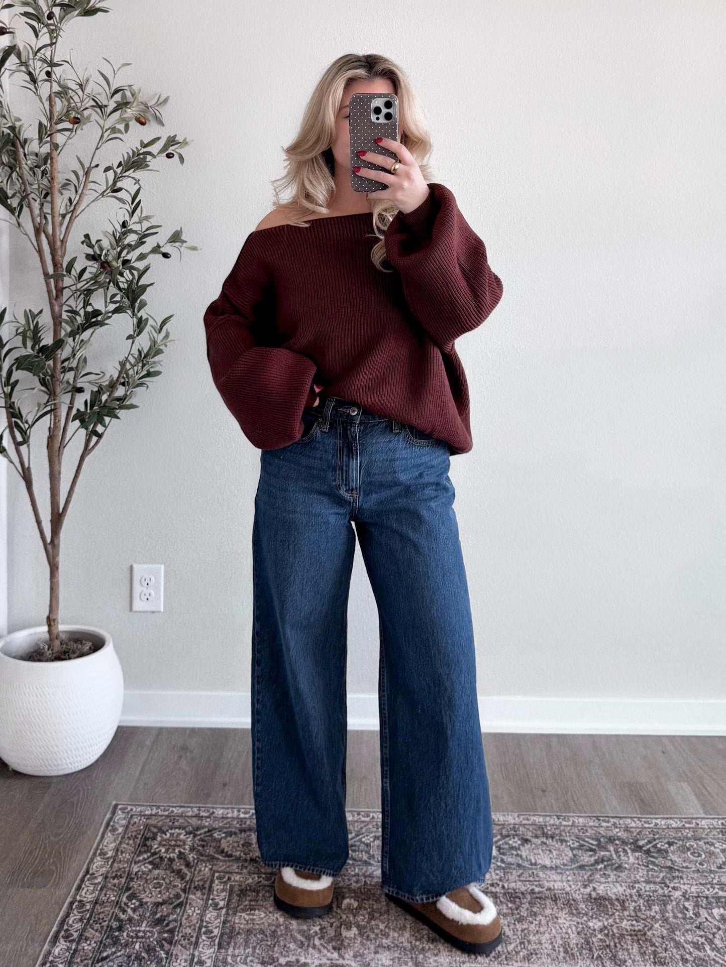 Hazel Boat Neck Oversized Sweater / Brown