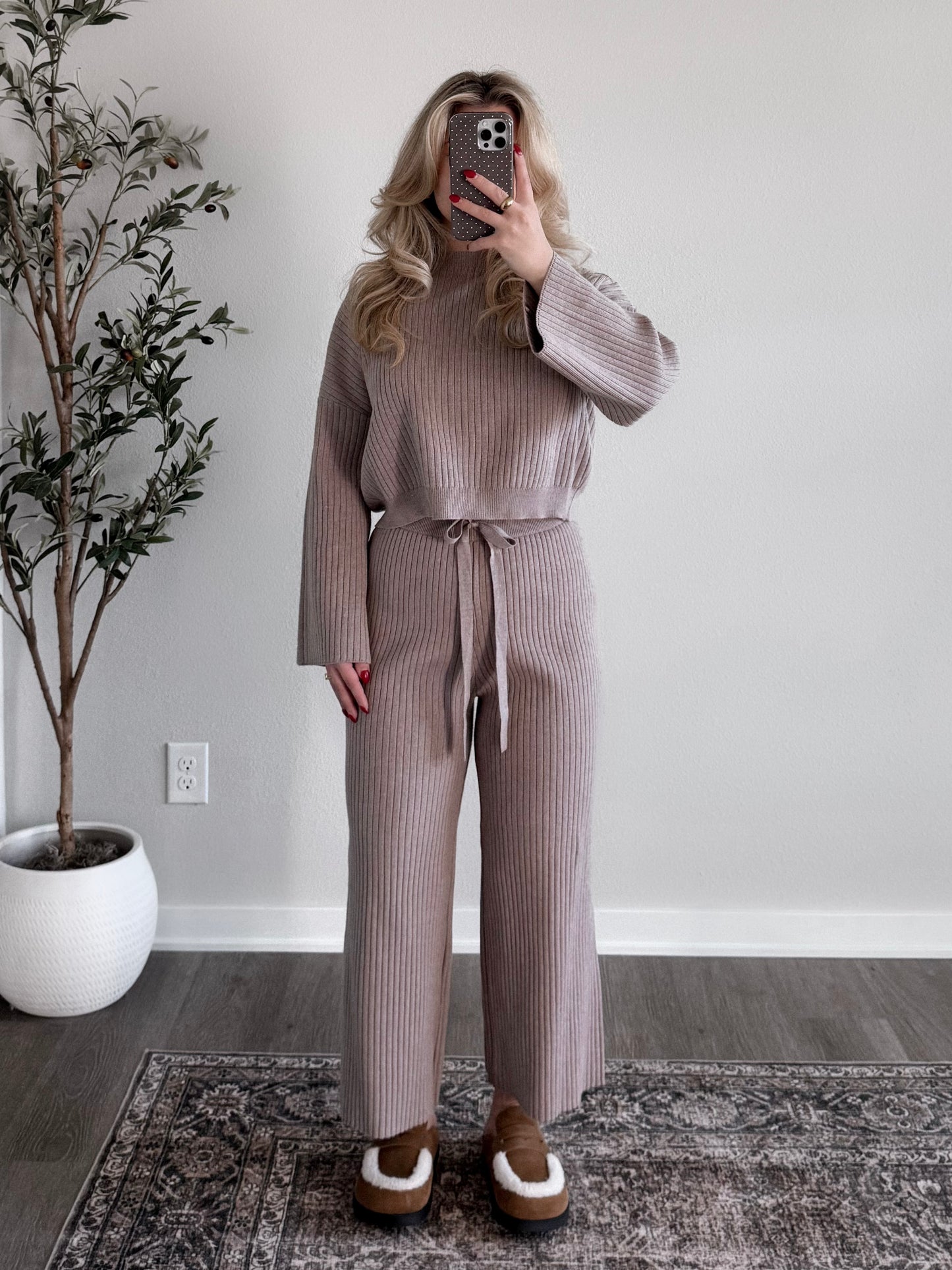 Staying Home Ribbed Knit Set (Short Friendly)