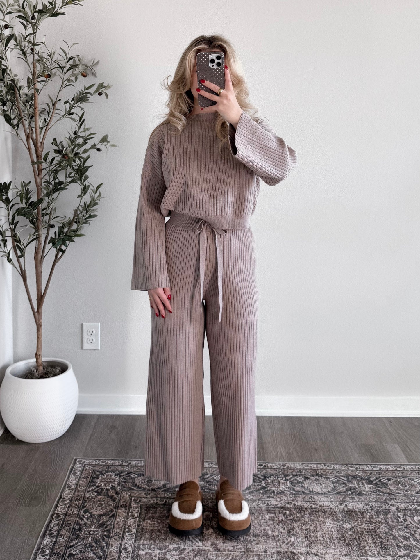 Staying Home Ribbed Knit Set (Short Friendly)