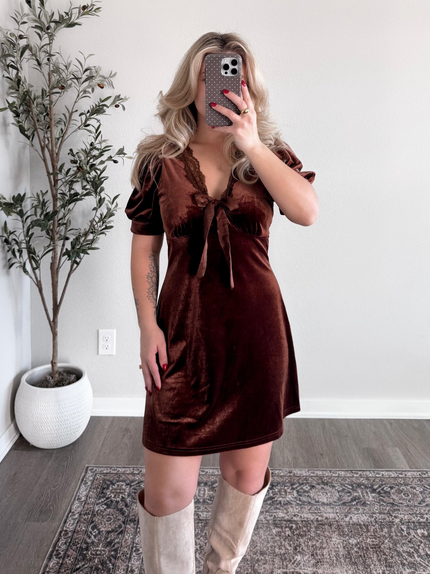 Midnight Espresso Velvet Dress