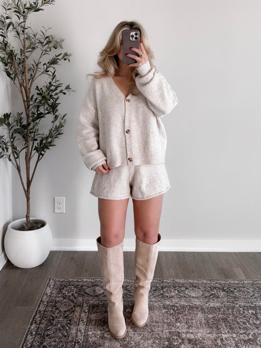 Traditions Knit Cardigan Set / Oat