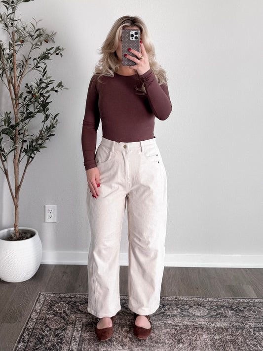 Summit Corduroy Barrel Pant / Cream