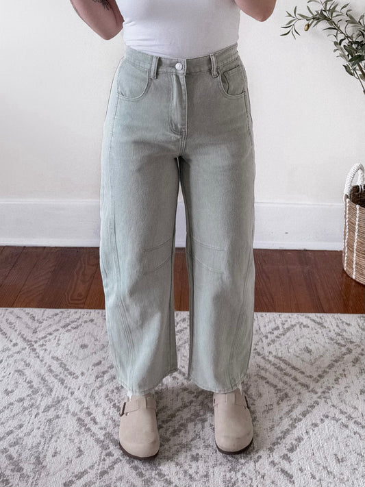 Soul High Waisted Barrel Jean / Sage