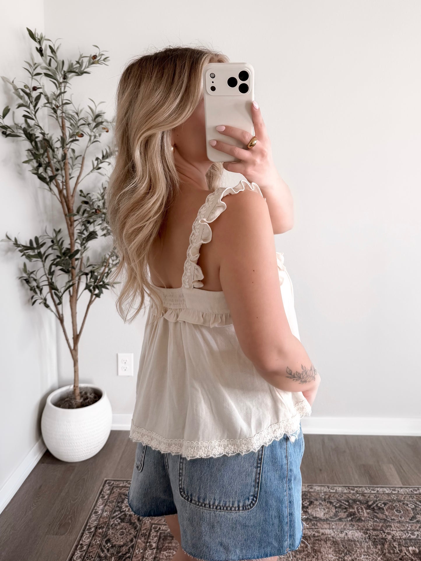 Bellflower Ruffle Cream Top