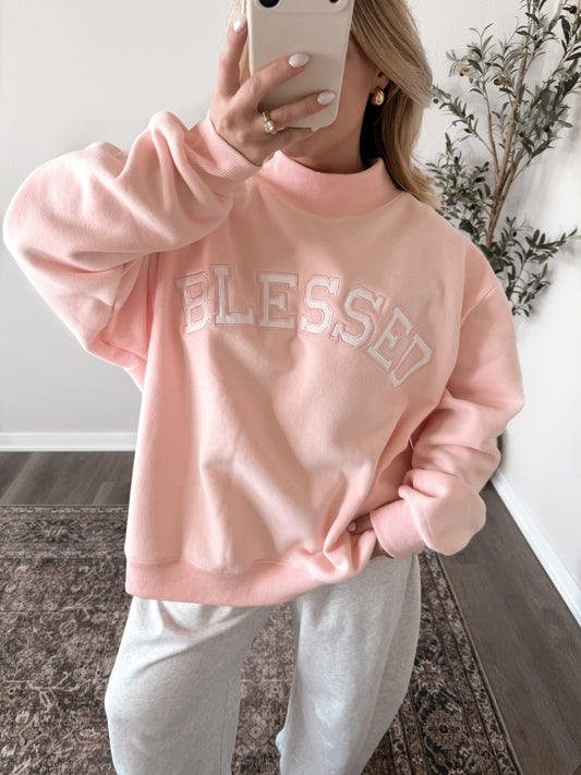 "Blessed" Mockneck Pullover