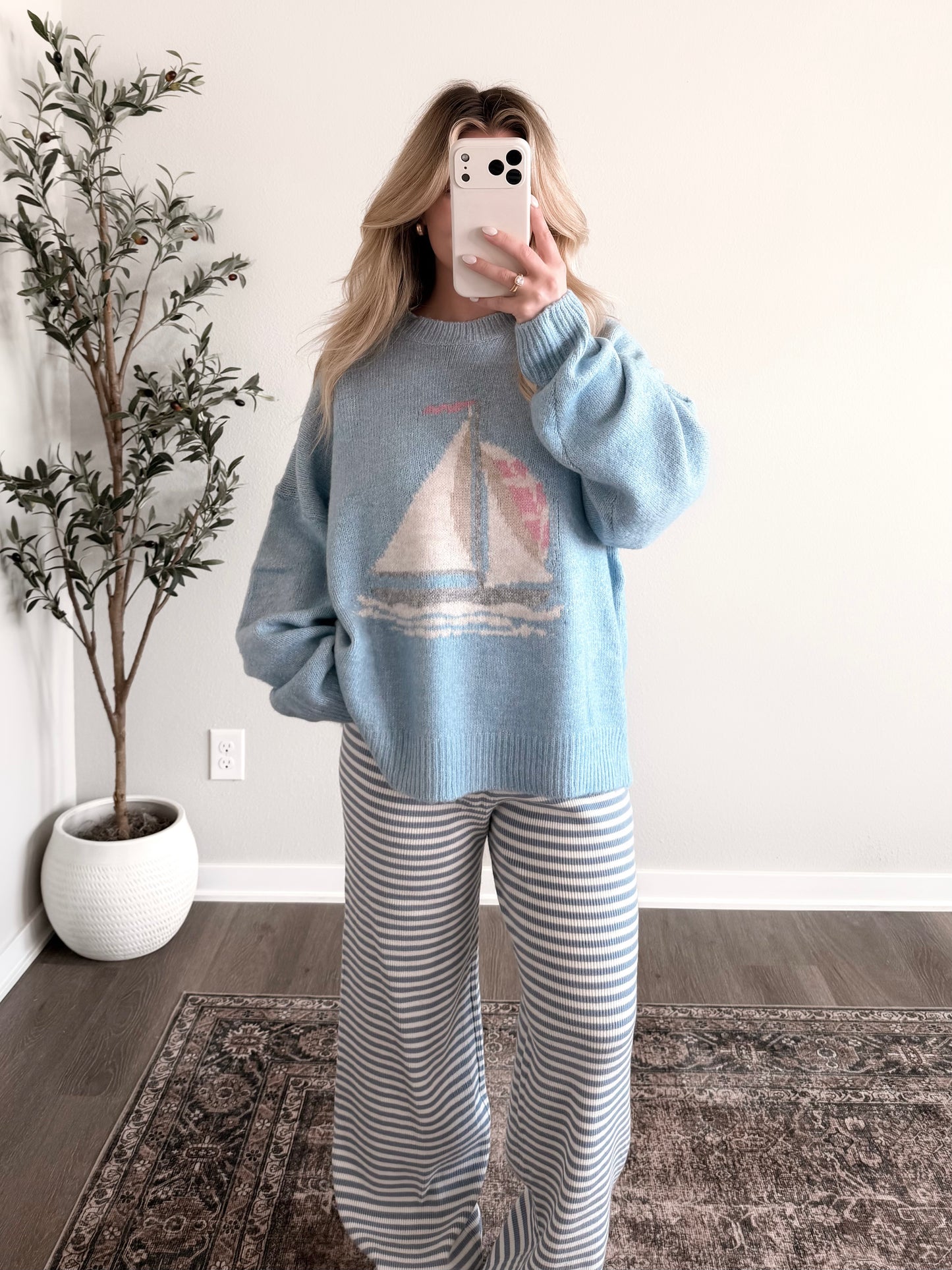 Sail Away Knit Sweater / Blue