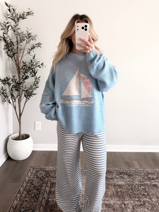 Sail Away Knit Sweater / Blue