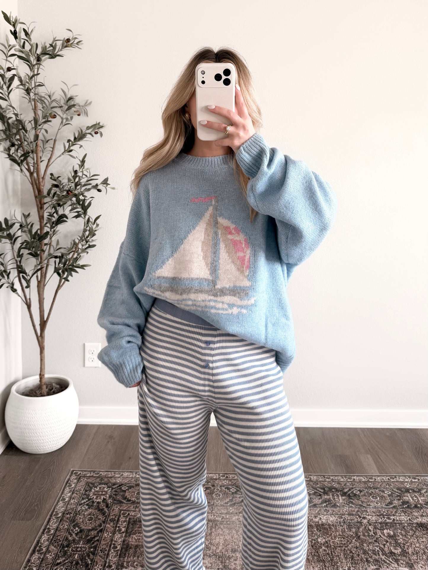 Sail Away Knit Sweater / Blue