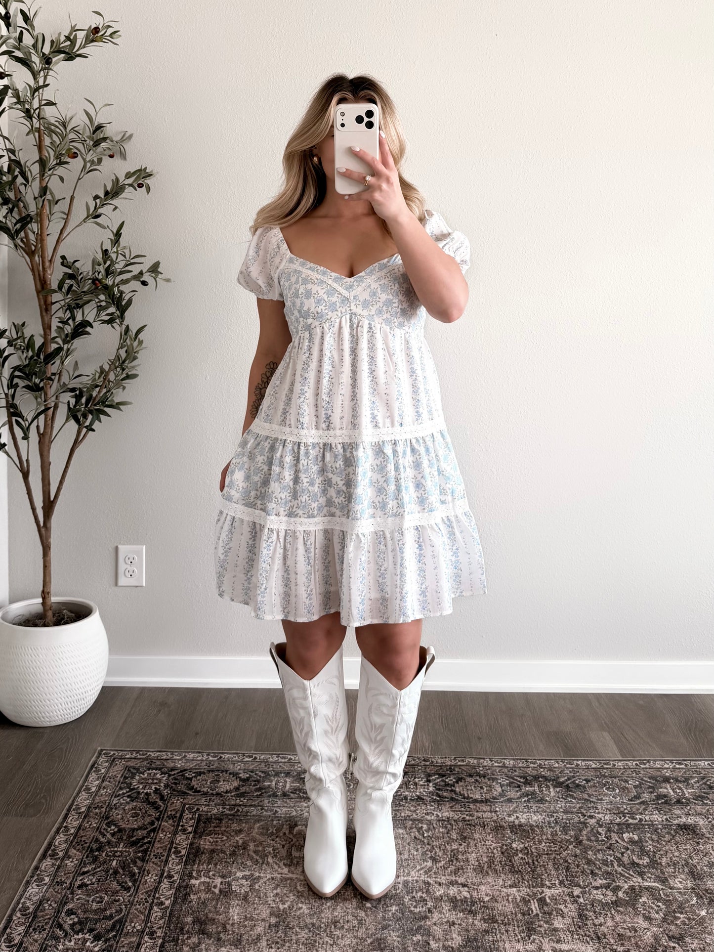 Forget-Me-Not Floral Babydoll Dress