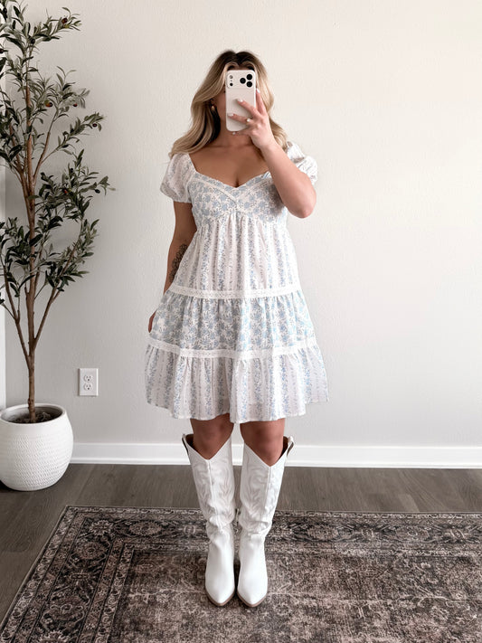 Forget-Me-Not Floral Babydoll Dress