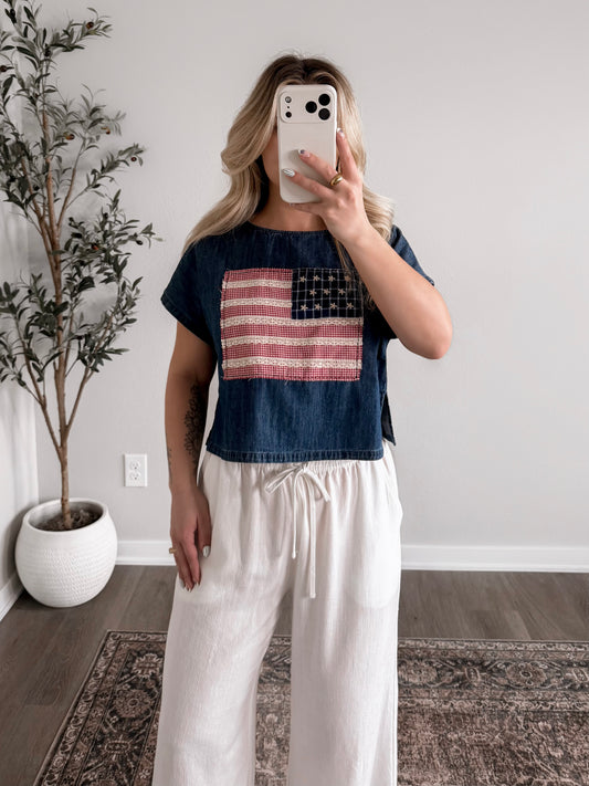 Americana Denim Flag Top