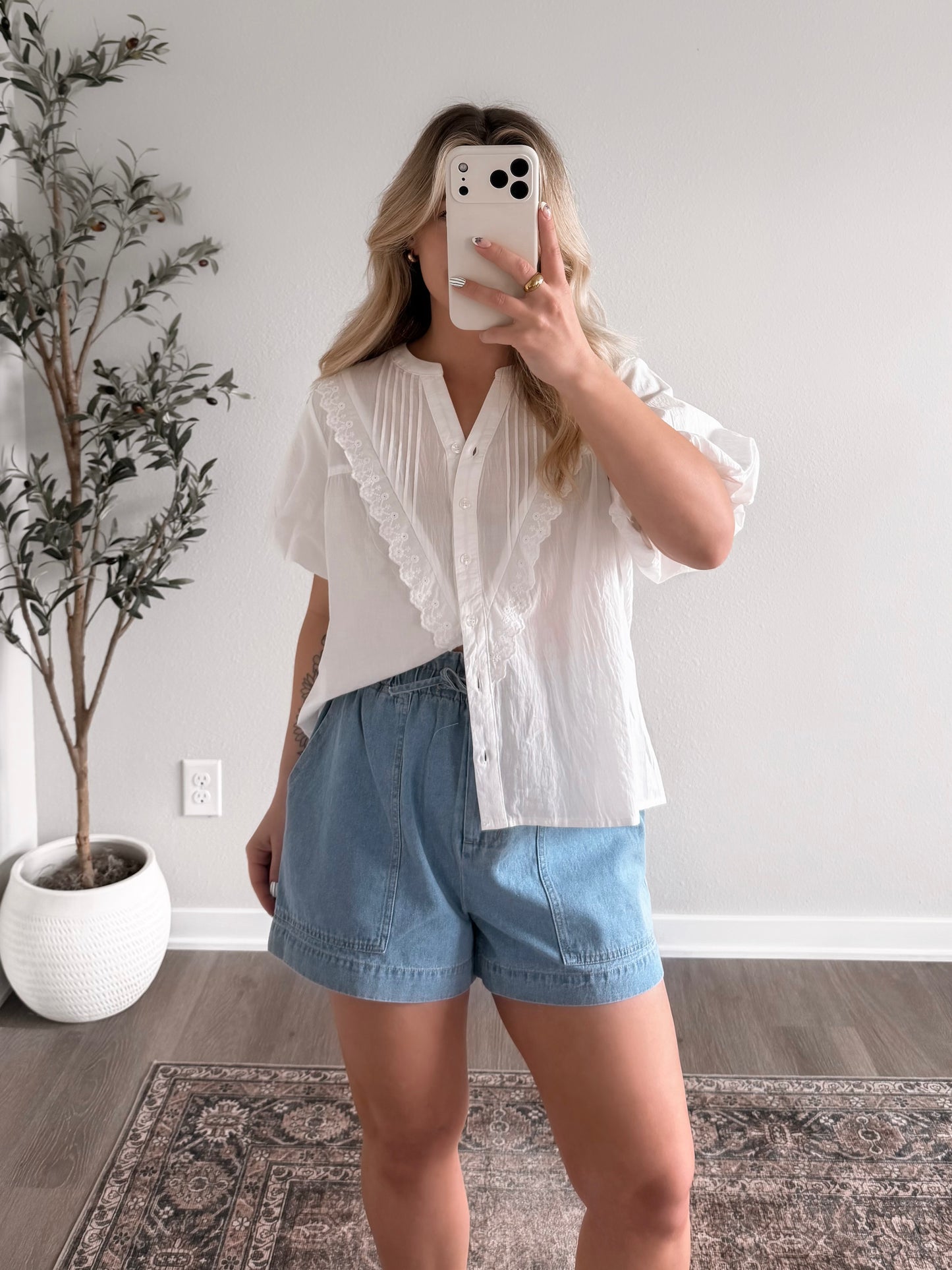 Mallory Cotton Button Blouse