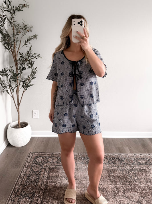 Liberty Gingham Short Set / Navy