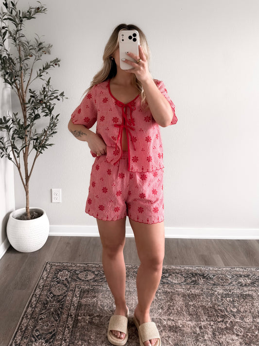 Liberty Gingham Short Set / Red