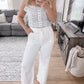 Dove White High Rise Wide Leg Denim Final Sale