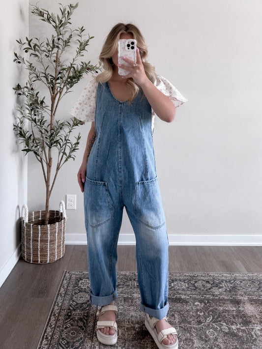 Casual Weekend Denim Overall Jumpsuit