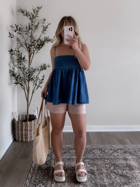 Hampton Denim Babydoll Top