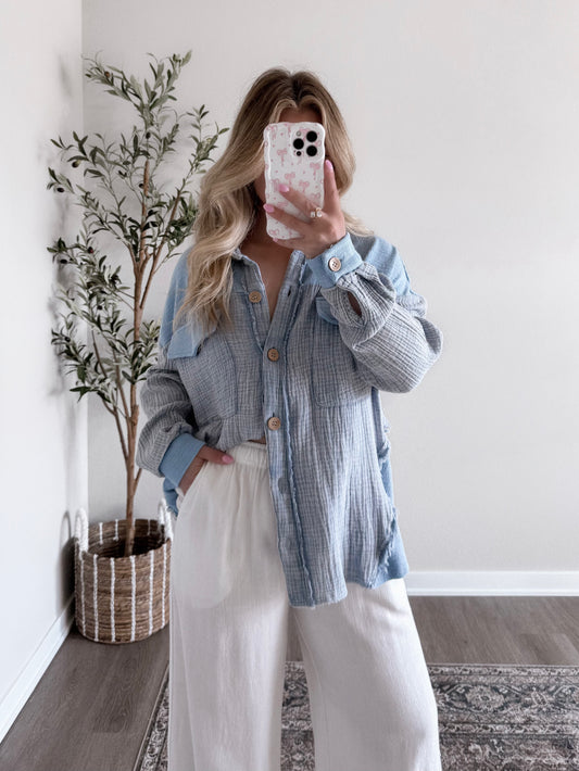 Day Off Oversized Button Down / Blue