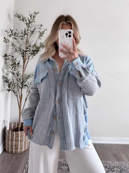 Day Off Oversized Button Down / Blue