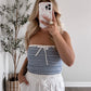 Cove Striped Knit Strapless Top