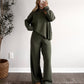Stay Awhile Ribbed Pant Set / Olive (PREORDER EST SHIP 10.6)