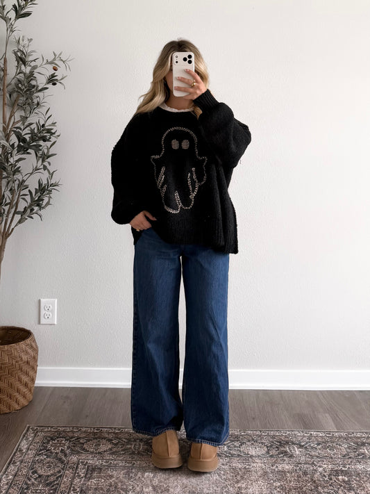Ghost Gingham Oversized Sweater / Black
