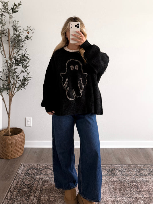 Ghost Gingham Oversized Sweater / Black