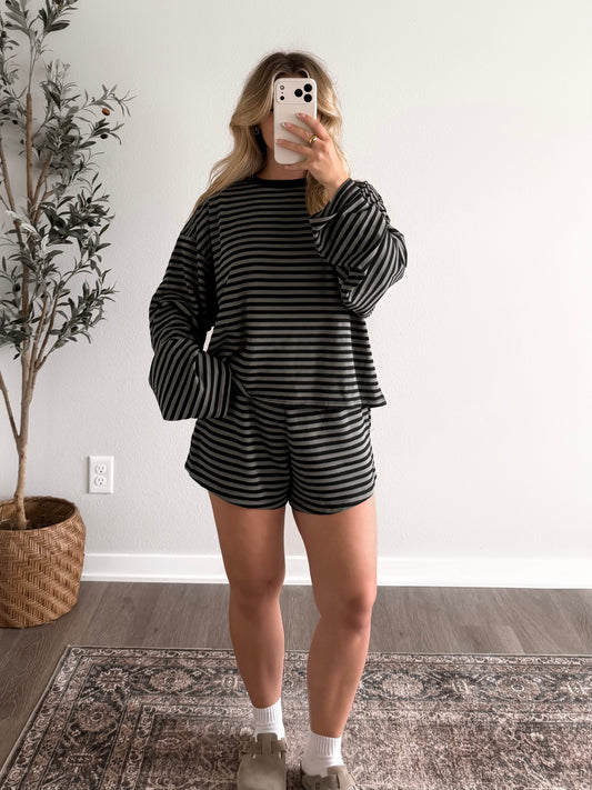 Olive Day Off Striped Set