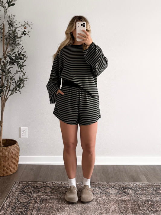 Olive Day Off Striped Set