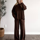 Stay Awhile Ribbed Pant Set / Brown (PREORDER EST SHIP 10.6)