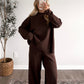 Stay Awhile Ribbed Pant Set / Brown (PREORDER EST SHIP 10.6)