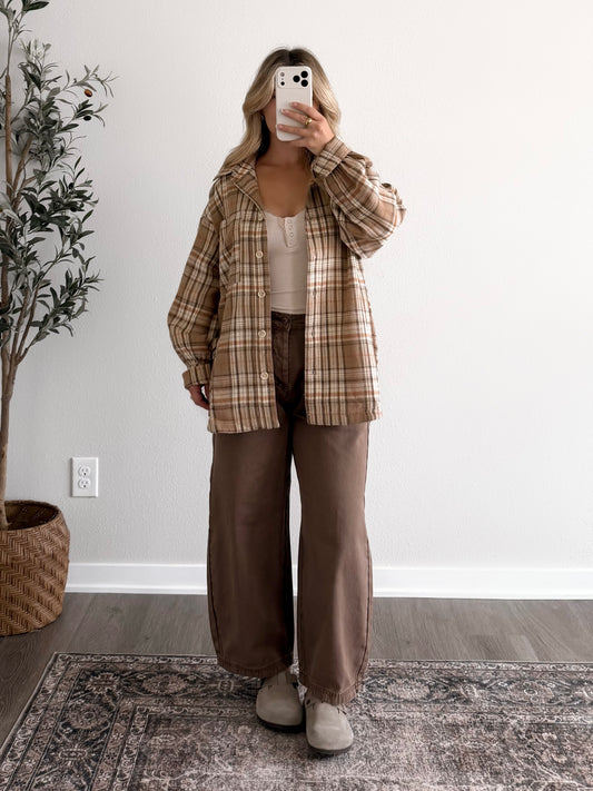 Pumpkin Coffee Plaid Flannel
