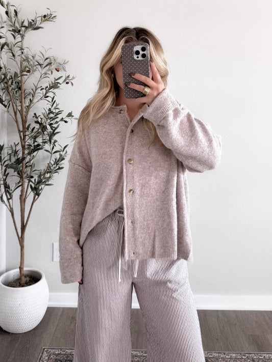 Current Cozy Knit Button Cardigan / Oat