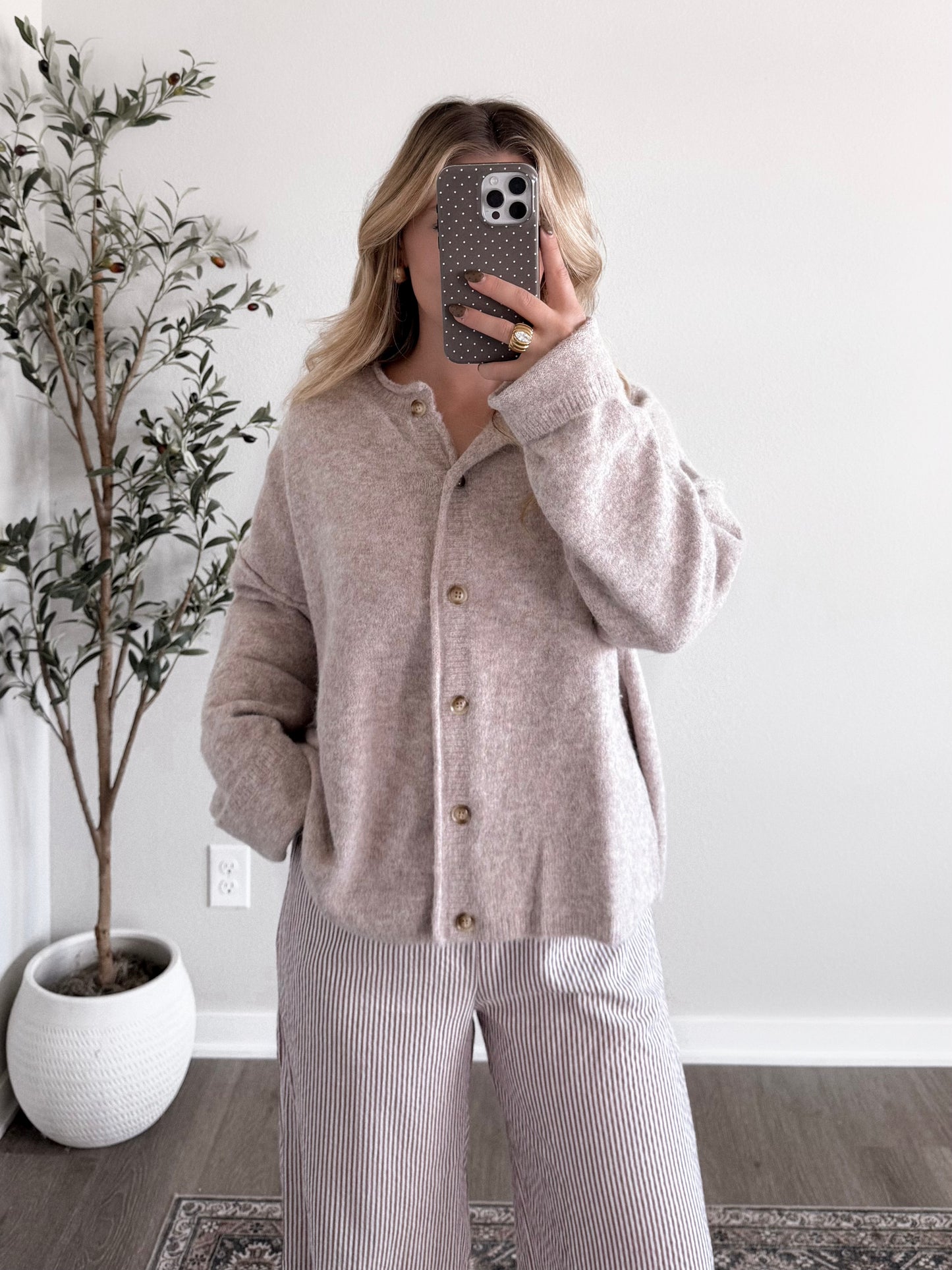 Current Cozy Knit Button Cardigan / Oat