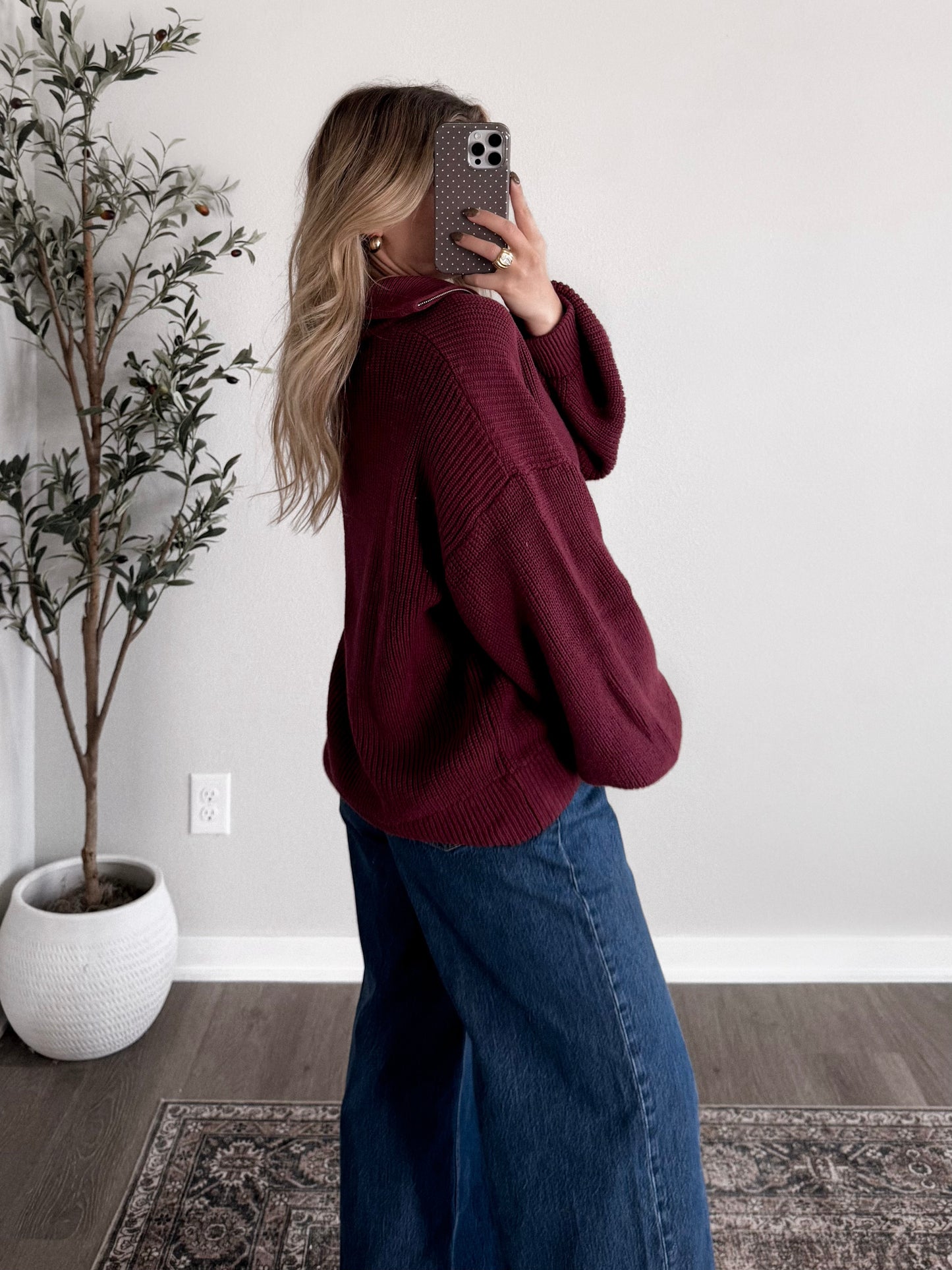 Coffehouse Zip Cardigan / Burgandy