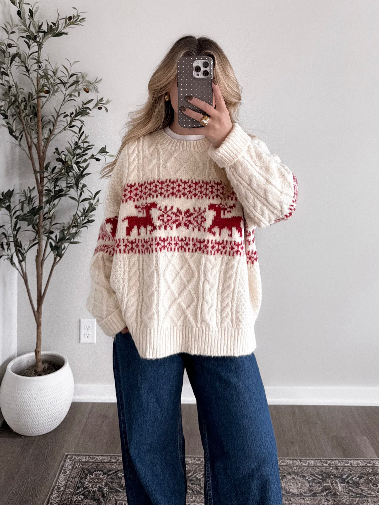 Nordic Holiday Cable Knit Sweater