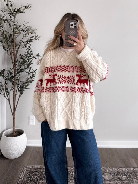 Nordic Holiday Cable Knit Sweater