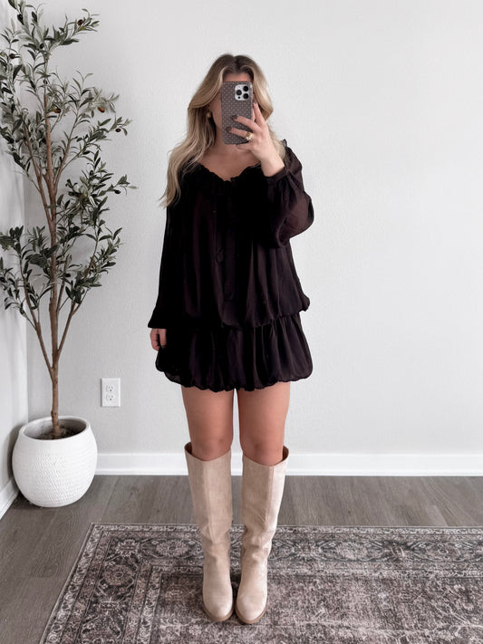 Espresso Martini Tiered Dress / Dark Brown