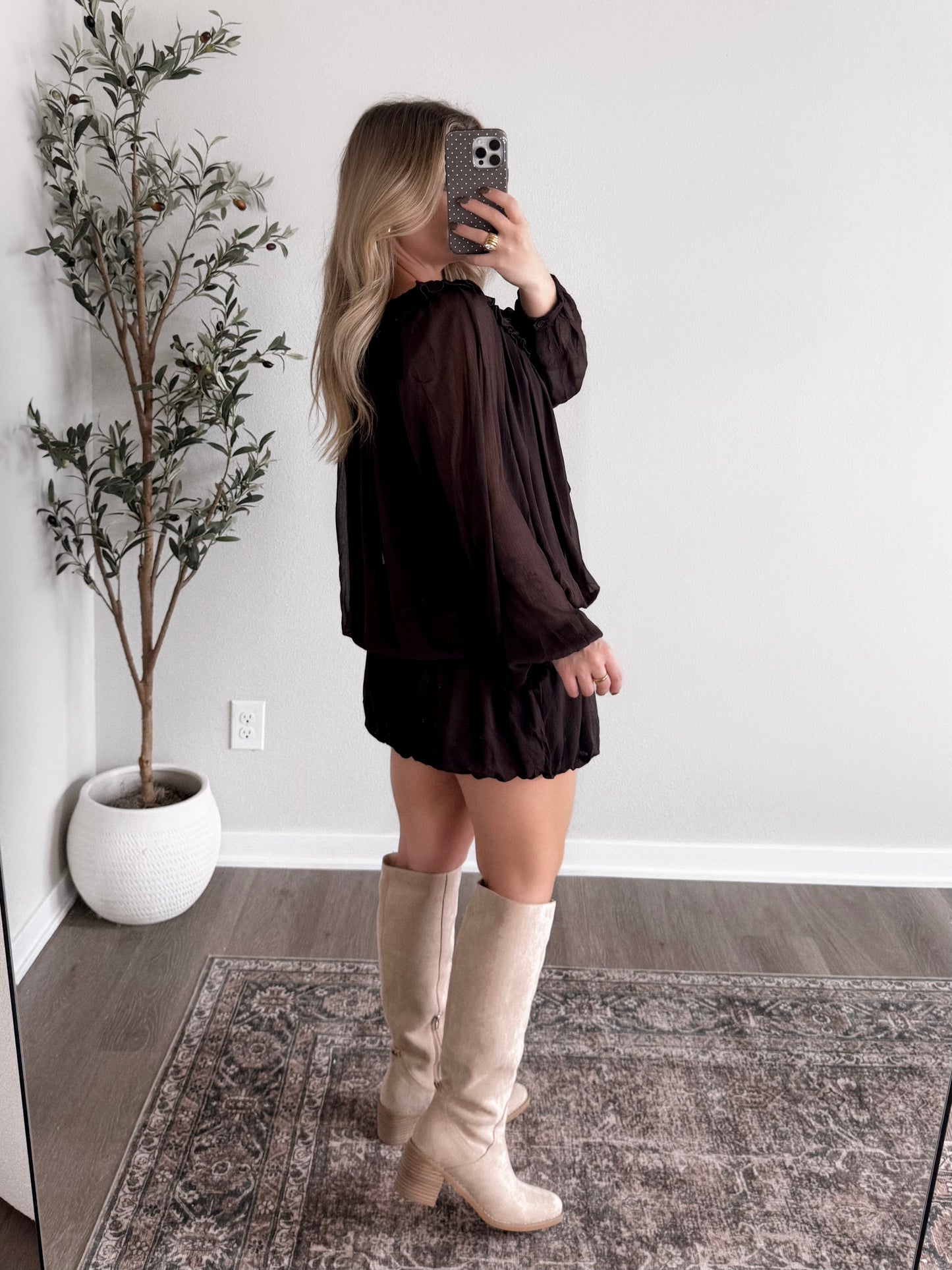 Espresso Martini Tiered Dress / Dark Brown