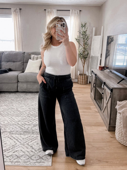 Neutral Combo Wide Leg High Waisted Sweatpant Final Sale