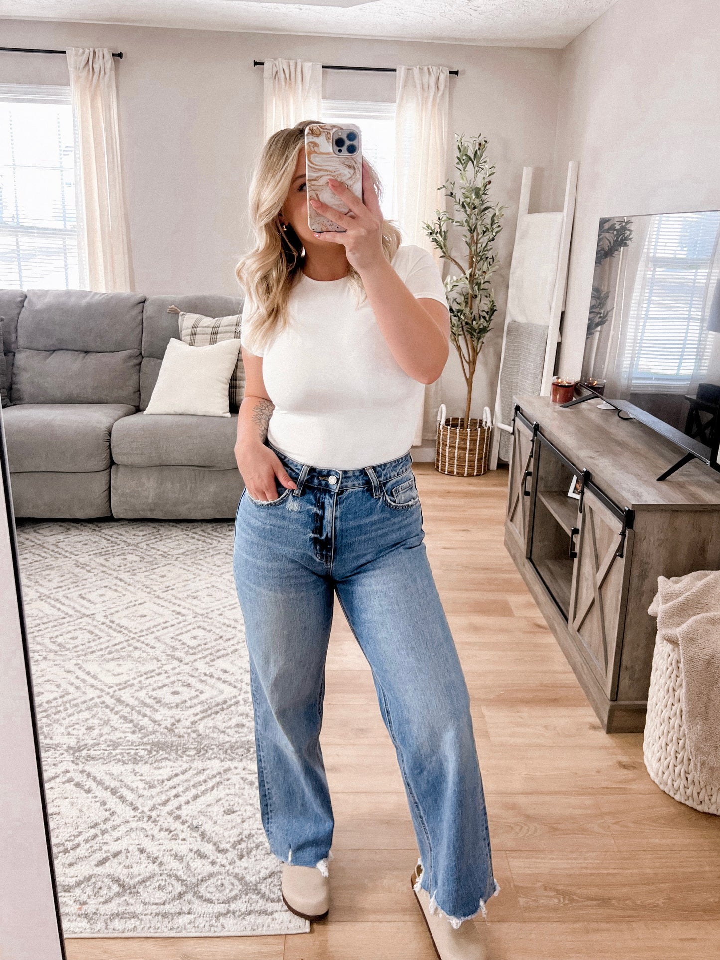 Olivia Wide Leg High Waisted Crop Jean Final Sale